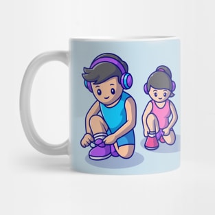 Cute People Running Cartoon Mug